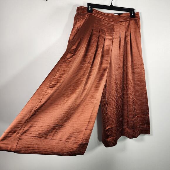 Simply Vera Wang Women Wide Leg Palazzo Cropped Culotte Pants Pleated Silky Med - Picture 5 of 11